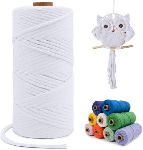 3mm 50M Cotton Macrame Cord Rope Colored Cotton Thread Macrame Materials DIY Crafts Crochet String for Christmas Wedding Home Décor