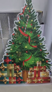 ป้ายStandeeต้นคริสต์มาส พร้อมใช้งาน! พิมพ์ระบบ UV Flatbed ป้ายPP Board ป้ายโฆษณา ป้ายออกบูธ ป้ายคาเฟ่