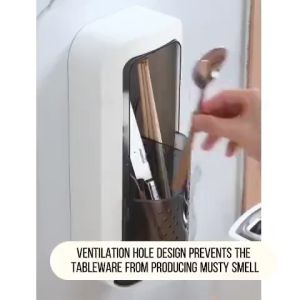 Cutlery storage swivel toothbrush holder organizer with drain sticker wall mounted kitchen storage holder