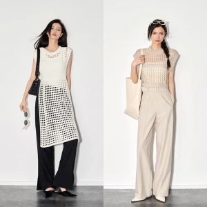 Korean Style Mesh Hole Bohemia Vacation Style Cut Out Vest Blouse Womens Summer Outwear Fashion Short Tops