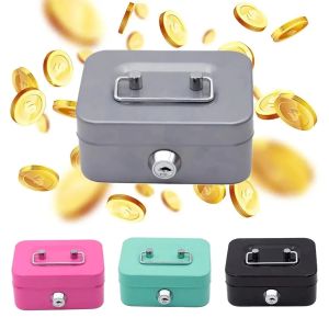1pcs Small Money Lock Box Security Box Safe Lock Box Mini Metal Cash Box Dengtph
