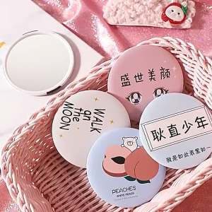Cermin Bulat Karakter  Kaca Make Up Mini Motif Random