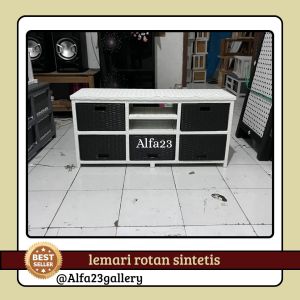 (Ready stok) Lemari Laci Rotan sintetis Meja tv lemari laci termurah dan awet