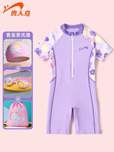 Gu Ren Ni Childrens Swimming Suit Girls One-Piece Training Swimwear Professional Swimming Costume for Kids Summer 2024