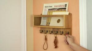 In Stock & COD: Wooden Key Holder & Mail Storage Basket