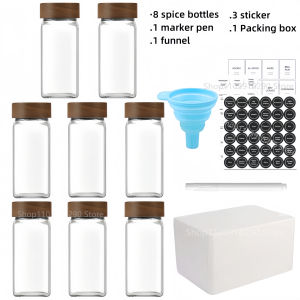 13Pcs Glass Spice Jars with Bamboo Lids 4oz Glass Jars Spice Jar Set Seasoning Jars Organizer Storage Bottles for Spice Rack