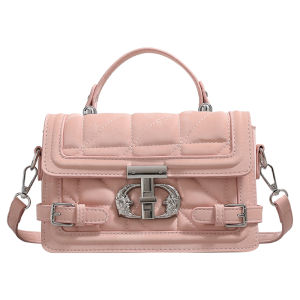 URCDN RDALVO | Pink Diamond Pattern Handbag Simple Luxury Mini Tote Crossbody Bag