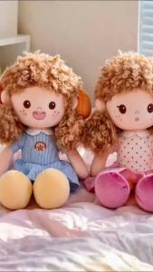 28CM Cute Curly Hair Cloth Doll Soft Rag Doll Kids Sleeping Girls Companion Plush Toy