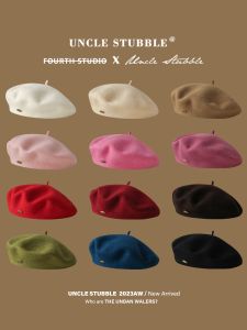 Korean Wool Beret Girls Versatile British Retro Face-Looking Painter Hat Fall and Winter Woolen Beret