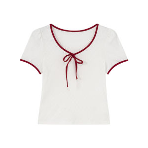 NIHAOKANONG | Áo Thun Hè Ôm Body V-Neck Màu Khối