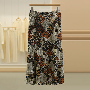 Fashionable Floral Plaid Wrap around Knee-Length A-Line Skirt Business Commute Style Half Body Skirt Clear Warehouse Sale
