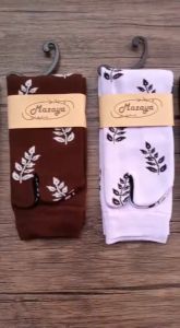 MAZAYA Kaos Kaki Jari Jempol Wanita Muslimah Nilon Motif Daun