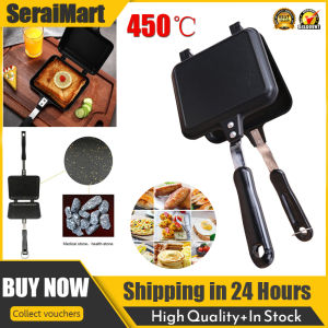 🚚 บริการจัดส่งในพื้นท้อง🚚กระทะแม่พิมพ์แซนด์วิชกระทะย่างสองด้านเครื่องครัวกระทะทอดกระทะสองหน้าสเต็กกระทะแพนเค้กกระทะทอดอุปกรณ์ทำครัวกลางแจ้ง