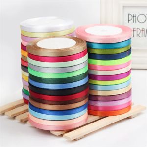 (25Yards/roll) Width 6mm Satin Ribbons for DIY Dress and Hat Bow Craft Decor Wedding Christmas Party Decoration Handmade Ribbons