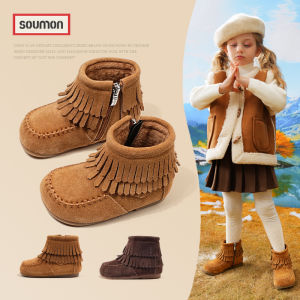 Princess Style Childrens Cotton Boots Fleece Lined Warm Baby Girl Short Boots Autumn Winter New Arrival Book Momo Brand