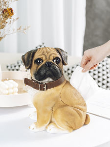 Creative Cute Pug Dog Tissue Box Drawer Box Luxury Living Room Home Decorations Ornaments Moving New Home Gifts Resin Material