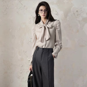 Elegant Butterfly Knot Long Sleeve Shirt in Butterfly Series for Women Autumn 2025 Fashionable Casual Business Style