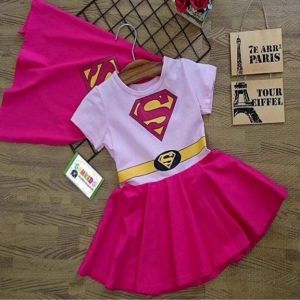 Đầm hóa trang bé gái từ 9-26kg- thun cotton - Hình không bong tróc khi giặt bằng máy- Kiến Lửa