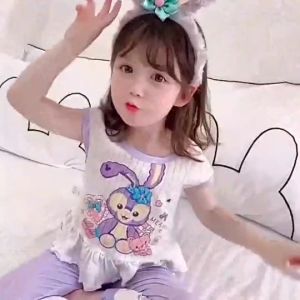 ใหม่! ต้อนรับซัมเมอร์ ชุดเสื้อเด็กผู้หญิง ผ้าฝ้าย แขนกุด แต่งระบายชายเสื้อ ระบายอากาศดี ลายน้องกระต่ายน่ารักสุดๆ เหมาะสำหรับ 1-6 ปี Y26