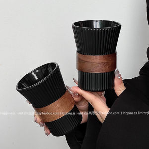 Simplified Black Hanging Ear Coffee Cup Glass Water Drinking Cup Frosted Iron Tea Cup Home Use round Shape General Purpose