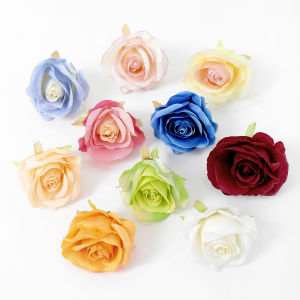 1PC ดอกกุหลาบหัวดอกไม้ประดิษฐ์บ้านงานแต่งงานดอกไม้ผนังพื้นหลังตกแต่งดอกไม้ปลอม DIY Garland Headdress ของขวัญตกแต่งงานฝีมือดอกไม้จำลอง