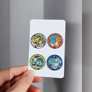 Potdemiel | 4Pcs Pokemon Round Enamel Pins Pikachu Eevee Bulbasaur Squirtle Charmander Metal Brooch Lapel Badge Backpack Decor