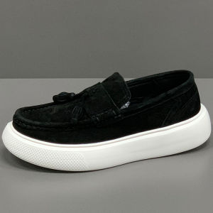 Casual Leather Slip-On Low-Top Mens Shoes Trendy Retro Flats Fashionable Comfortable Breathable Rubber Sole