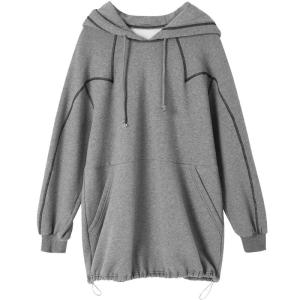 SOLWEIGE | SOLWEIGE French Minimalist Deconstructed Design Hooded Thickened Sweatshirt Womens Loose Fit Pullover Fleece Lined Autumn Wear