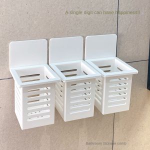 【Free Shipping】Bathroom Rack Free Punching Bathroom Drain Basket Wall-mounted Comb Storage Box Wash Table Toothbrush Holder