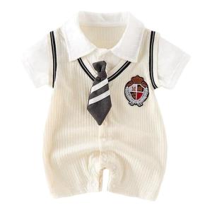 Baby College Style One-piece Romper Short Sleeve Light Summerwear