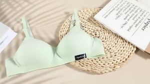 Leeshine 3pcs Girls Wireless Bra Thin Cotton Without Steel Ring Push Up Bra for Teens Light Weight Invisible-Button Bras Breathable Bralette