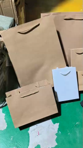 ถุงกระดาษคราฟท์ ขนาดเล็กใหญ่ ถุงกระดาษสีเคลือบมีครบทุกสี ถุงหูหิ้ว หนา250เเกม ขายส่ง