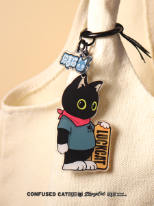 Cool Gothic Devil Acrylic Keychain Creative Gift Bag Accessory Devil Race Original Design Dark Stylish Trendy Cat Key Holder