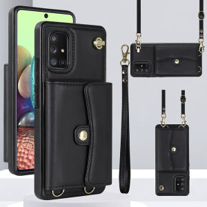 Card Case For Samsung A12 A52 A52S With Diagonal Strap Lanyard Wallet Bag Case Mobile Phone Shell Coin Purse Cases Cover Casing Silicone Soft Shell For Samsung Galaxy A13 A14 A54 A15 A35 A55 A53 A73 A50 A50S A70 Cards Slot Case With Rope