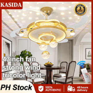 KASIDA 2026 NEW ceiling lights with fan with remote 43inch ceiling fan with light modern design 3 colors dimming 6 speed wind ceiling fan with led light for living room bedroom dining room ceilings fan gold  light with fan ceiling