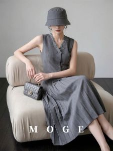 Lace Patchwork V-neck Sleeveless Dress