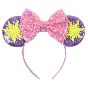 Disney Rapunzel สําหรับผมผู้หญิง Chameleon Sun ดอกไม้หู Headbands เด็กเลื่อม Bow Hairband สาว Tangled อุปกรณ์เสริมผม