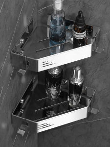 Bathroom Triangle Storage Rack Punch-Free 304 Stainless Steel Toilet Corner Triangle Basket Small Size Bathroom Storage