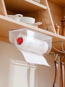 HomeTag ที่แขวนกระดาษทิชชู่ ผ้าเช็ดที่ใส่กระดาษทิชชู ที่แขวนติดผนัง ครัว ที่แขวนกระดาษม้วนใต้ตู้