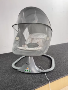 Nôi điện ru bé chức năng 3 trong 1 kèm khay bàn ăn dặm - hiệu Gluck model SG001 bọc vải nhung mềm mịn có nhạc không lời dịu êm