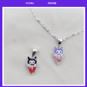 FLORA 0003M - [Có bán lẻ] Dây chuyền bạc ta hình Kuromi màu tím đen dành cho bé gái