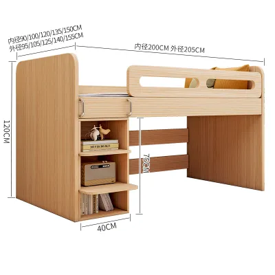 Solid Wood Childrens Bed Semi-High Bed Desk Integrated Upper And Lower Combination Bed Multi-Function Modern Simple Style