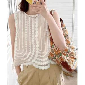 Saisha embroidered mesh top wanita TM 3950 model terbaru sleveless cantik simpel dan casual