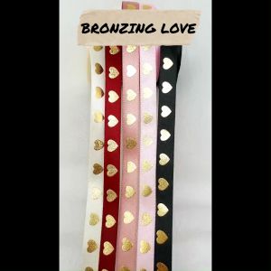 1cm/1roll| bronzing love ribbon flowers bouquet packaging ribbon gift box Ribbon