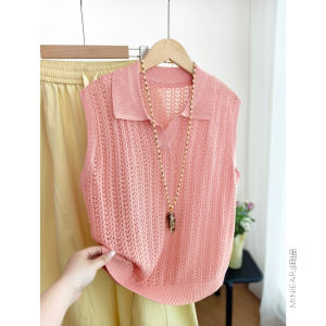 XIAOER | Slim Fit O-Neck Loose Shirt Linen + Lyocell Fabric Hollow Lace