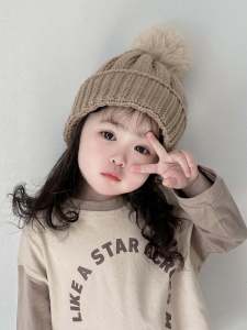 Fancy Winter Kids Hat Big Fur Ball Baby Boy Woolen Cap Keep Warm When Going out Beanie Hat Girl Earmuffs Hat