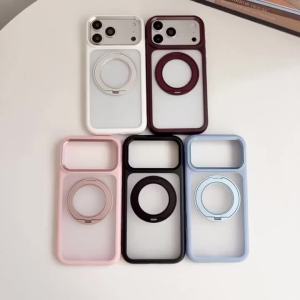 szhaiyu | For iPhone 18 17 Pro Max 18 17 Pro Phone Case With 360° Rotatable Magnetic Ring Kickstand Soft-Touch Lens Shockproof Clear Cover