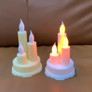LED Electric Candle Light Flameless White Three Heads Candle Religous Design Rustic Wedding Decor