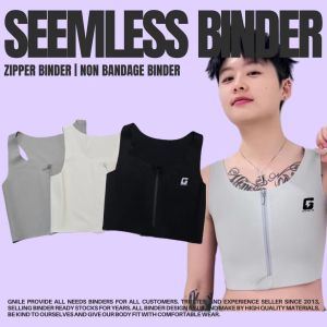 Seemless fabric zip non bandage binder korset dada quick dry comfortable flat chest binder 无痕运动拉链舒适透气无绷带束胸内衣
