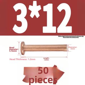BAIRUITE | Solid Round Flat Head Purple Copper Rivets M2